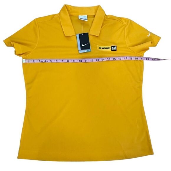 Nike ~ Womens Yellow Golf Polo ~ AC Machinery CAT ~ NWT ~ Drifit ~ size Large - Picture 8 of 9